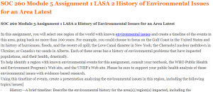 SOC 260 Module 5 Assignment 1 LASA 2 History of Environmental Issues for an Area Latest