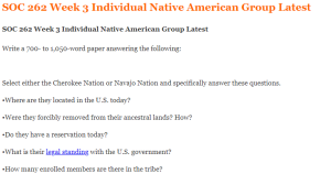 SOC 262 Week 3 Individual Native American Group Latest