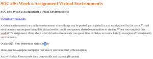 SOC 280 Week 2 Assignment Virtual Environments