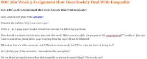 SOC 280 Week 5 Assignment How Does Society Deal With Inequality