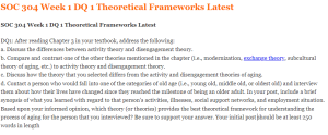 SOC 304 Week 1 DQ 1 Theoretical Frameworks Latest