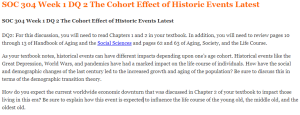 SOC 304 Week 1 DQ 2 The Cohort Effect of Historic Events Latest