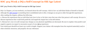 SOC 304 Week 2 DQ 2 Self-Concept in Old Age Latest