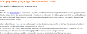 SOC 304 Week 4 DQ 1 Age Discrimination Latest