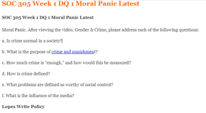 SOC 305 Week 1 DQ 1 Moral Panic Latest