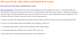 SOC 305 Week 1 DQ 2 Race and Death Row Latest