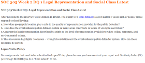 SOC 305 Week 2 DQ 1 Legal Representation and Social Class Latest