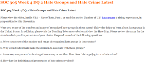 SOC 305 Week 4 DQ 2 Hate Groups and Hate Crime Latest