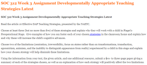 SOC 312 Week 3 Assignment Developmentally Appropriate Teaching Strategies Latest