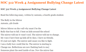 SOC 312 Week 4 Assignment Bullying Change Latest