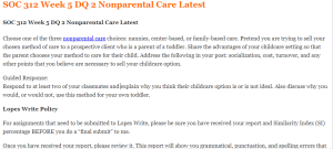 SOC 312 Week 5 DQ 2 Nonparental Care Latest