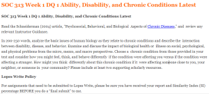 SOC 313 Week 1 DQ 1 Ability, Disability, and Chronic Conditions Latest