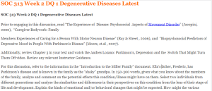 SOC 313 Week 2 DQ 1 Degenerative Diseases Latest