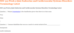 SOC 313 Week 3 Quiz Endocrine and Cardiovascular Systems Disorders Terminology Latest