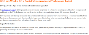 SOC 315 Week 1 DQ 2 Social Movements and Technology Latest