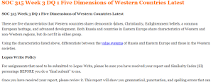 SOC 315 Week 3 DQ 1 Five Dimensions of Western Countries Latest