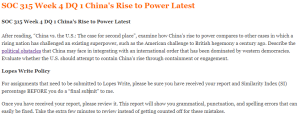 SOC 315 Week 4 DQ 1 China's Rise to Power Latest