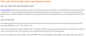 SOC 318  Week 2 DQ 1 Race and Sports Latest