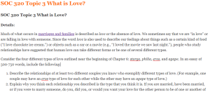 SOC 320 Topic 3 What is Love