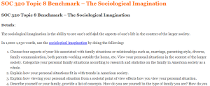 SOC 320 Topic 8 Benchmark – The Sociological Imagination