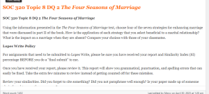 SOC 320 Topic 8 DQ 2 The Four Seasons of Marriage