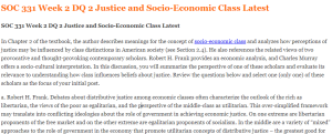 SOC 331 Week 2 DQ 2 Justice and Socio-Economic Class Latest