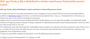 SOC 331 Week 3 DQ 2 Distributive Justice and Scarce Natural Resources Latest