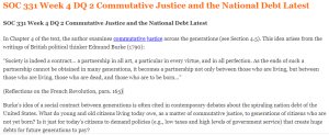 SOC 331 Week 4 DQ 2 Commutative Justice and the National Debt Latest