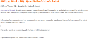 SOC 333 Week 4 DQ 1 Quantitative Methods Latest