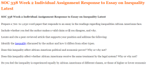 SOC 338 Week 2 Individual Assignment Response to Essay on Inequality Latest