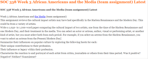 SOC 338 Week 3 African Americans and the Media (team assignment) Latest