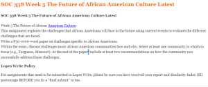 SOC 338 Week 5 The Future of African American Culture Latest