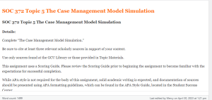 SOC 372 Topic 5 The Case Management Model Simulation