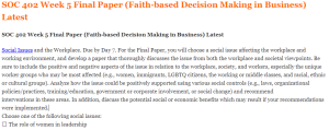 SOC 402 Week 5 Final Paper (Faith-based Decision Making in Business) Latest