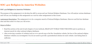 SOC-412 Religion in America Websites