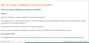 SOC 412 Topic 2 Religion in America Websites