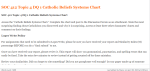 SOC 412 Topic 4 DQ 1 Catholic Beliefs Systems Chart