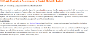 SOC 416 Module 4 Assignment 2 Social Mobility Latest