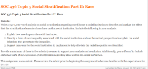 SOC 436 Topic 5 Social Stratification Part II Race