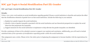 SOC 436 Topic 6 Social Stratification Part III Gender