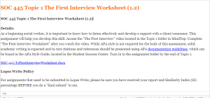 SOC 445 Topic 1 The First Interview Worksheet (12)