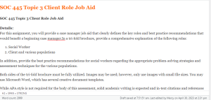 SOC 445 Topic 3 Client Role Job Aid