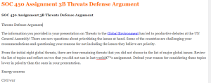 SOC 450 Assignment 3B Threats Defense Argument