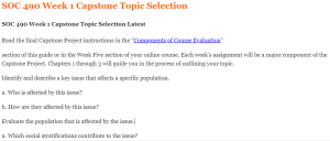 SOC 490 Week 1 Capstone Topic Selection Latest