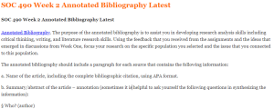 SOC 490 Week 2 Annotated Bibliography Latest