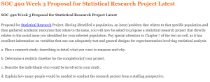 SOC 490 Week 3 Proposal for Statistical Research Project Latest