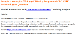 Sample Answer for NRS 429V Week 5 Assignment CLC NEW Included After Question