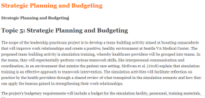 Strategic Planning and Budgeting