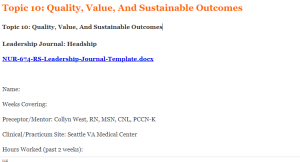 Topic 10 Quality, Value, And Sustainable Outcomes