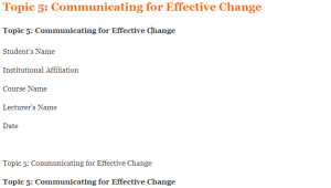 Topic 5 Communicating for Effective Change